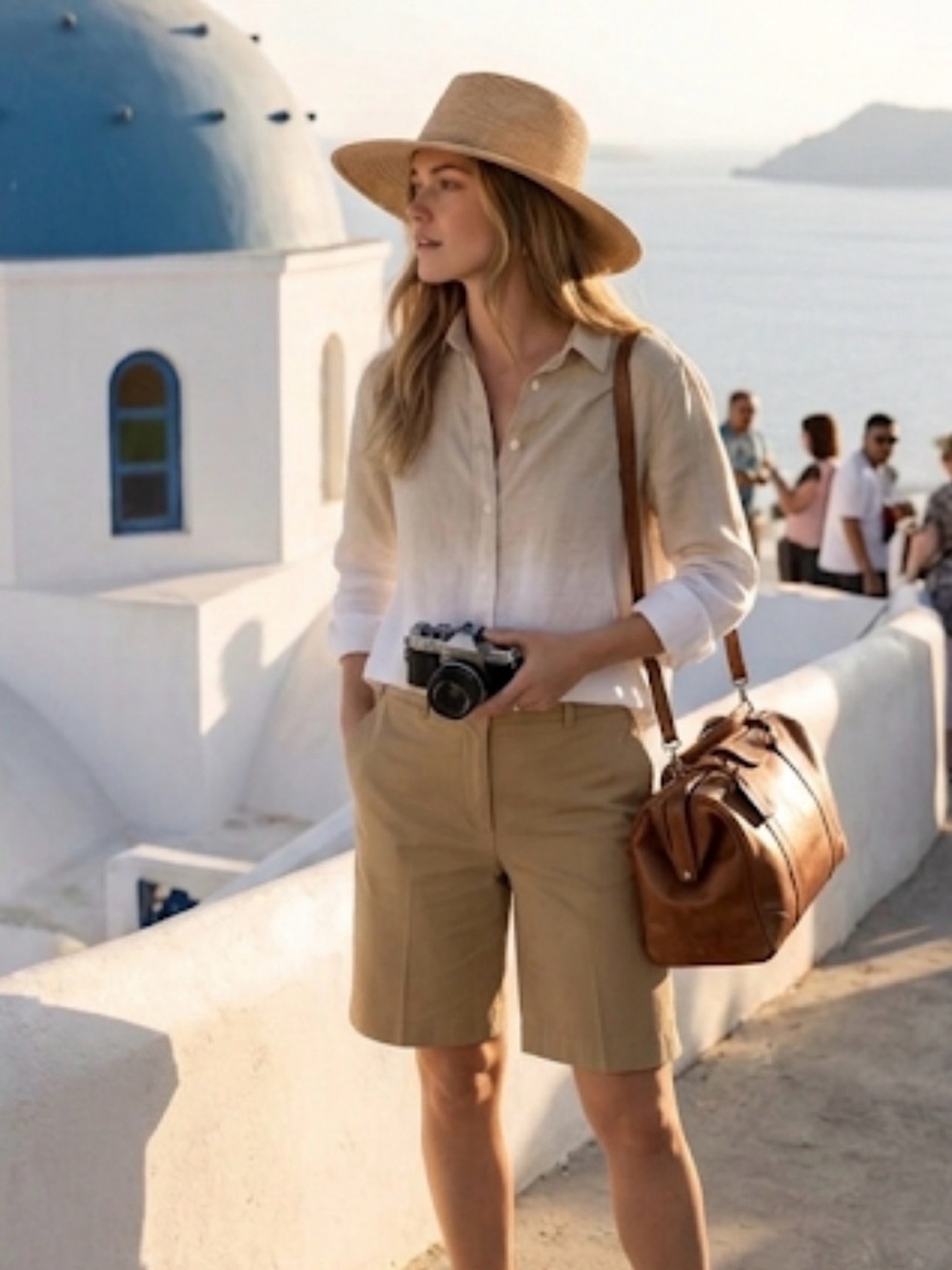 J.CREW 00 Baird McNutt 100% Irish Linen Beige White Ombre Button Front Blouse c1